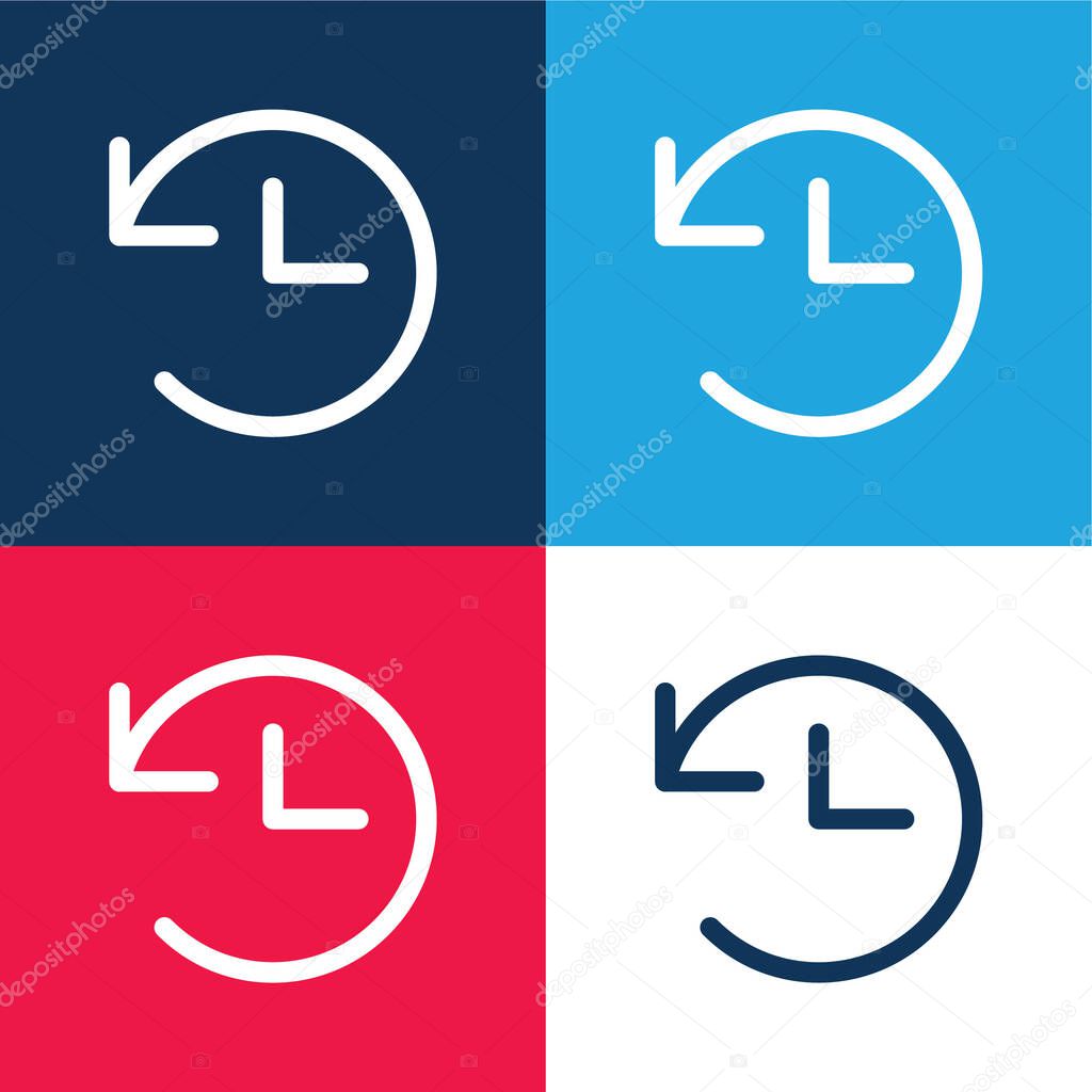 Back Arrow blue and red four color minimal icon set