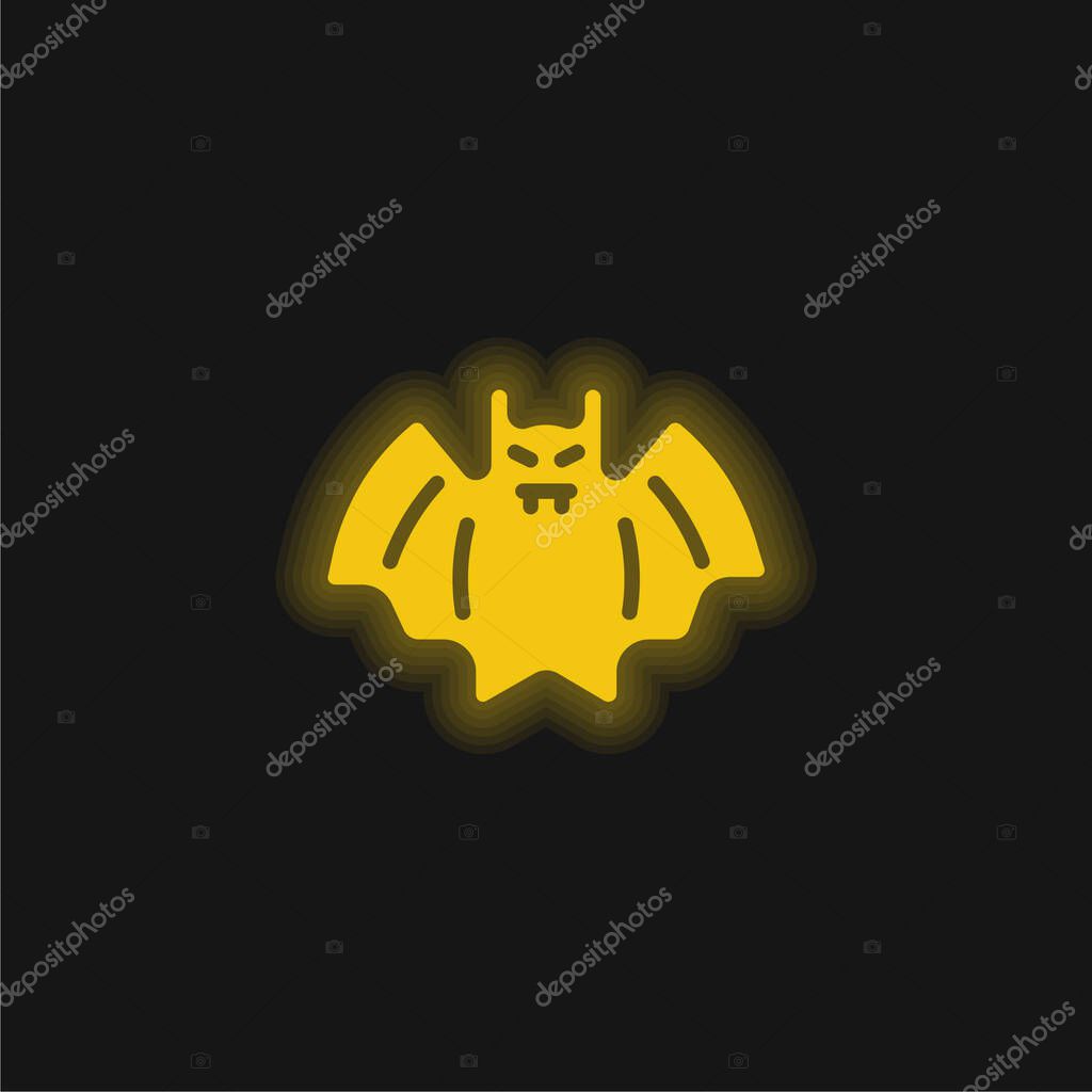 Bat yellow glowing neon icon