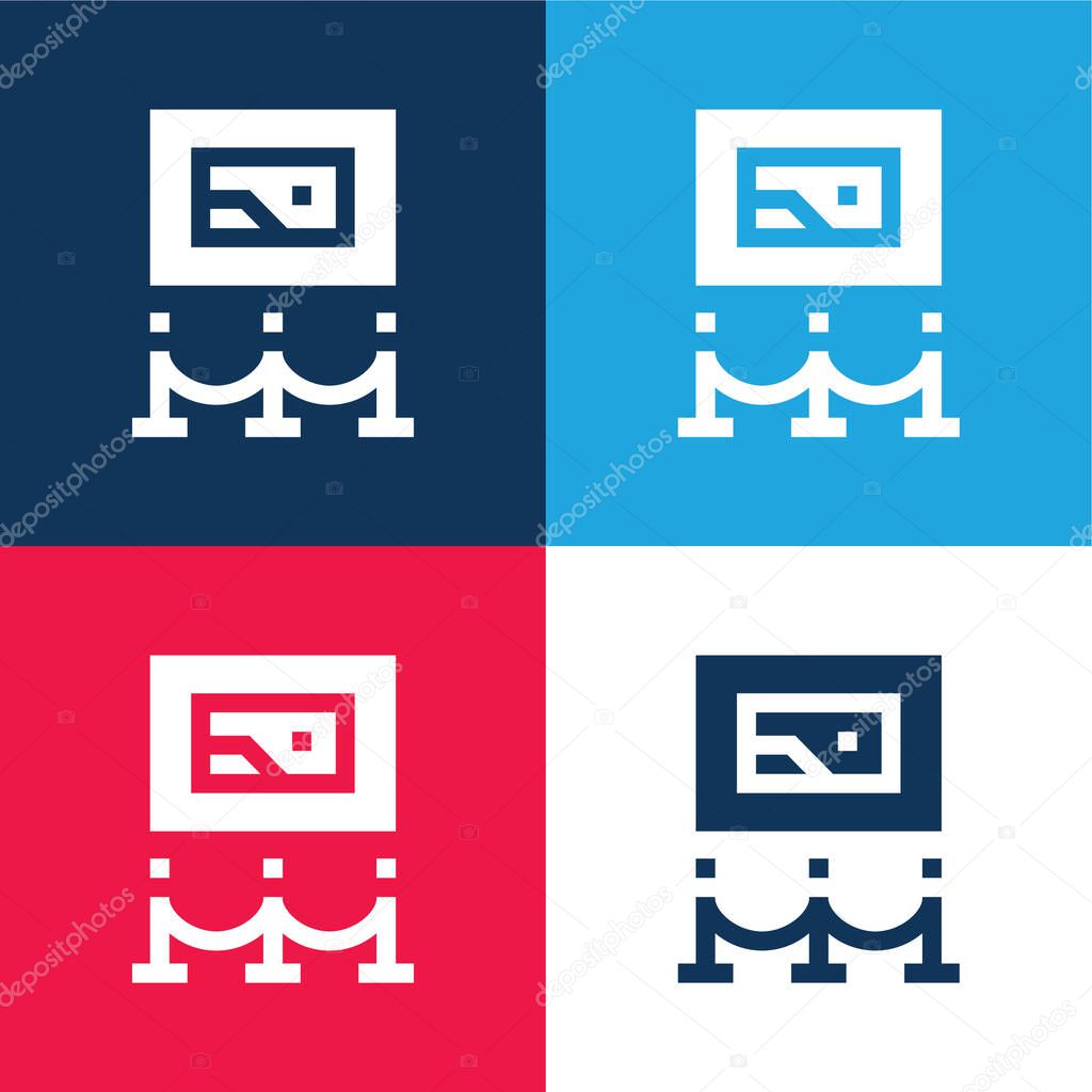 Art Museum blue and red four color minimal icon set
