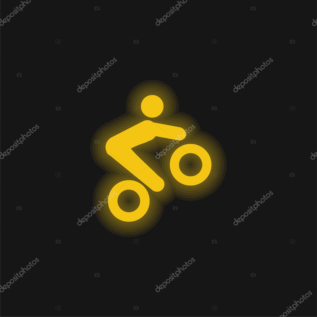 Bike Tricks yellow glowing neon icon