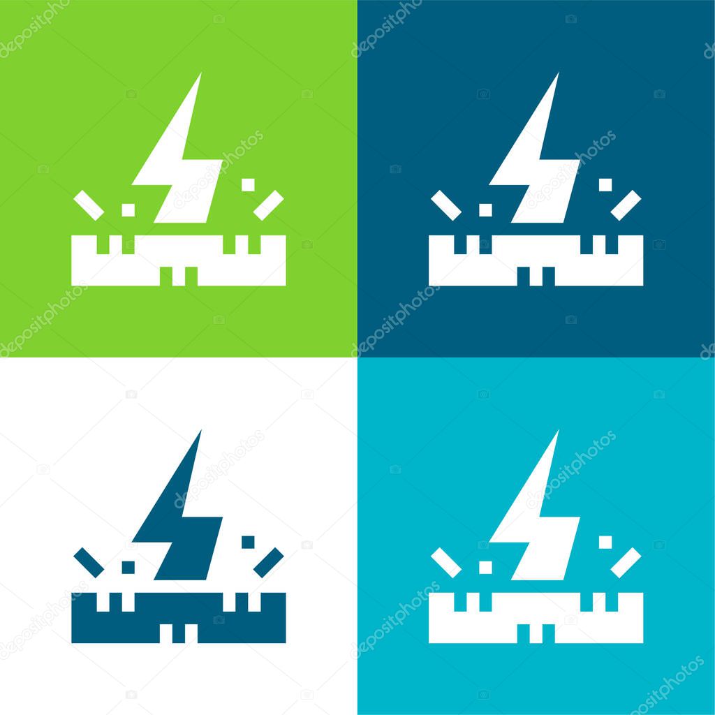 Antistatic Fabric Flat four color minimal icon set
