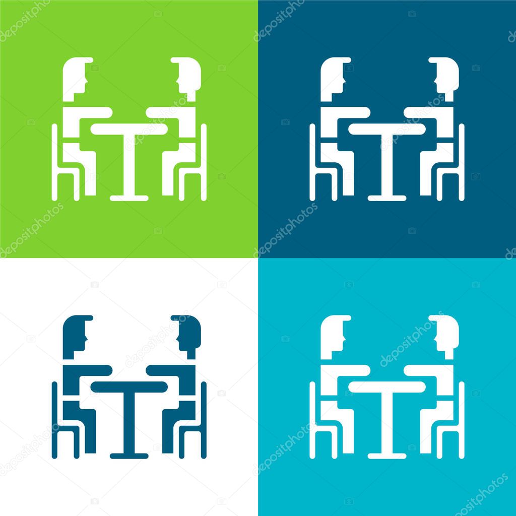 Breakfast Flat four color minimal icon set