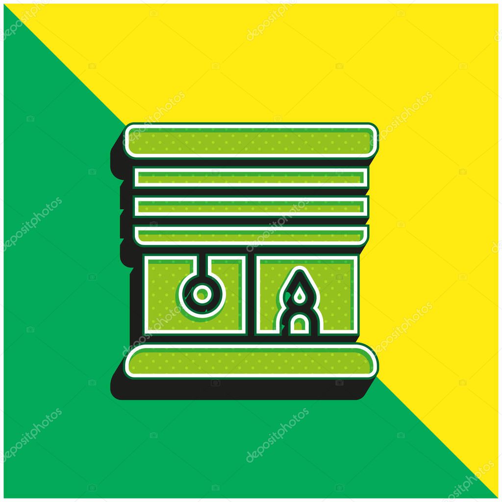 Blinds Green and yellow modern 3d vector icon logo