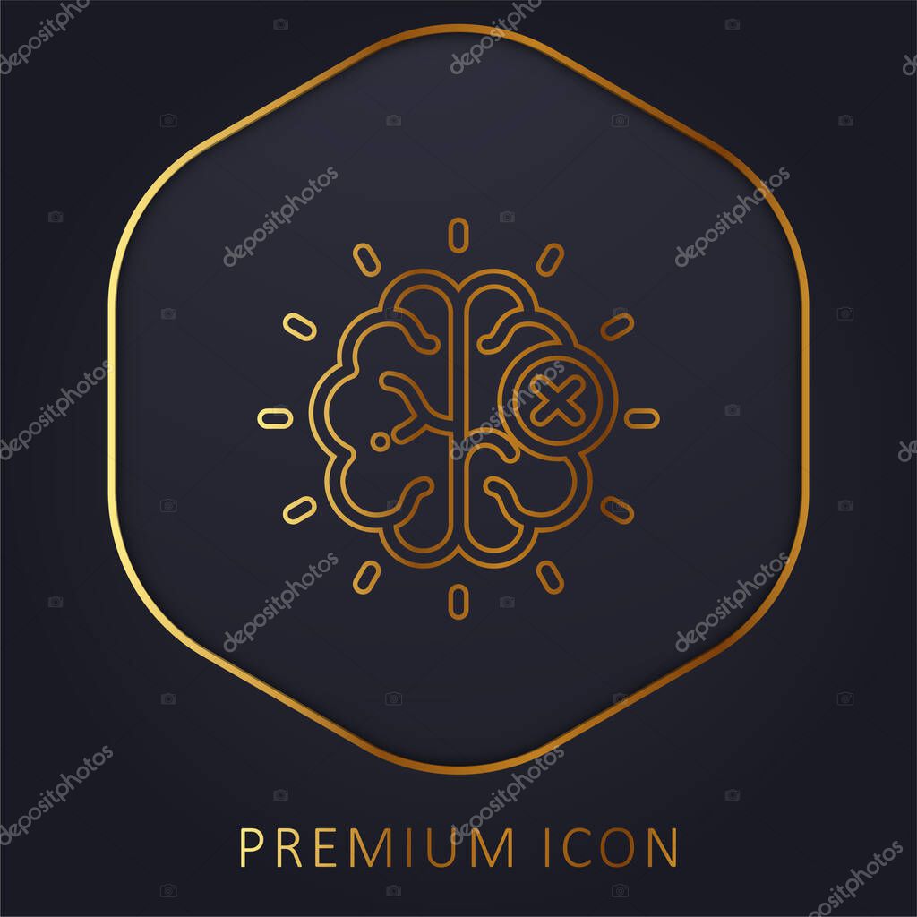 Brain golden line premium logo or icon