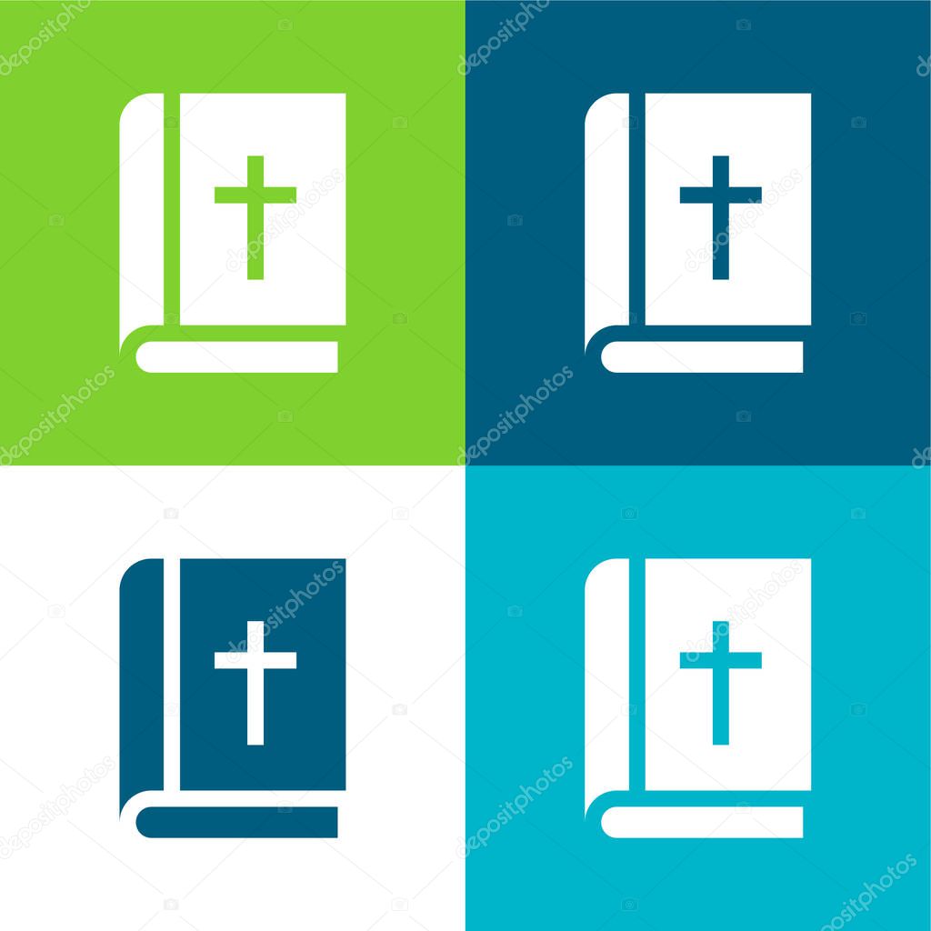 Bible Flat four color minimal icon set