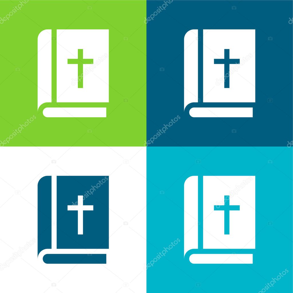 Bible Flat four color minimal icon set