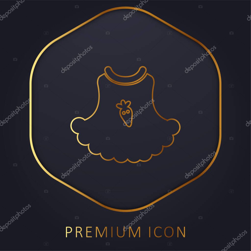 Baby Dress With A Strawberry Cartoon Illustration golden line premium logo or icon