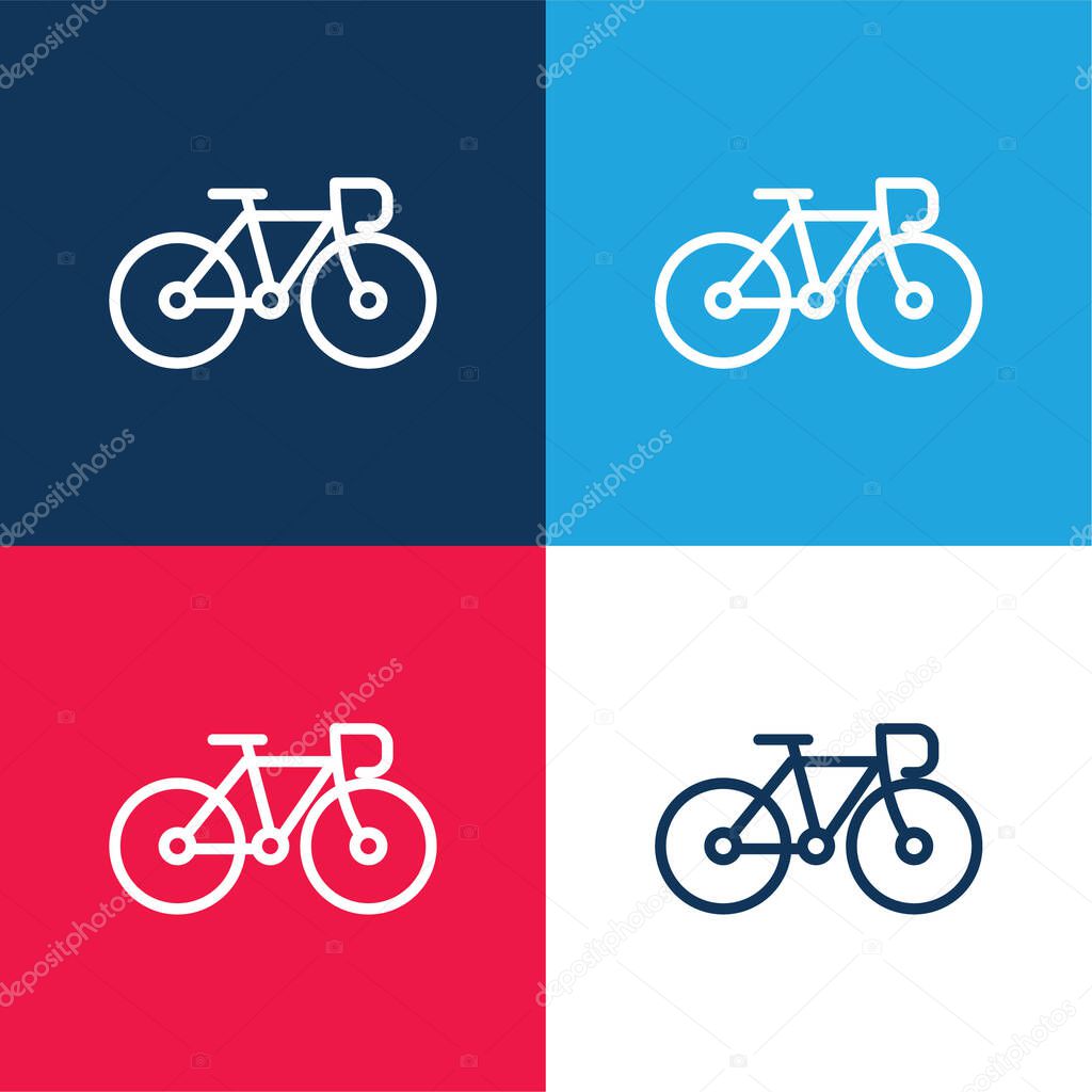 Bike blue and red four color minimal icon set