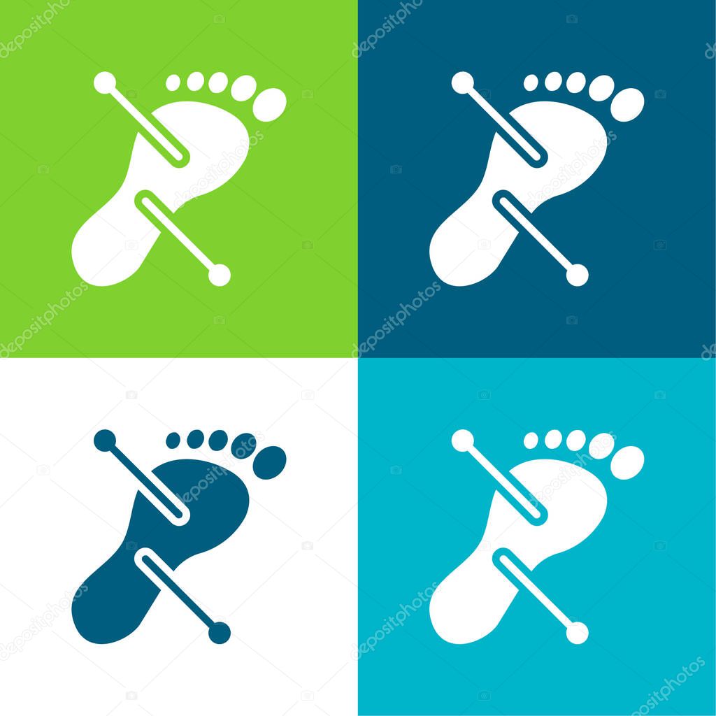 Acupuncture Flat four color minimal icon set