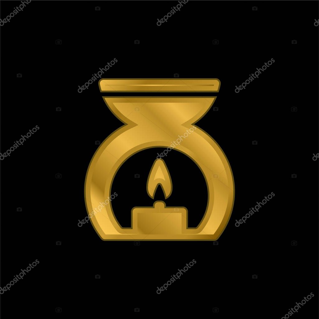 Aromatherapy Spa Treatment gold plated metalic icon or logo vector