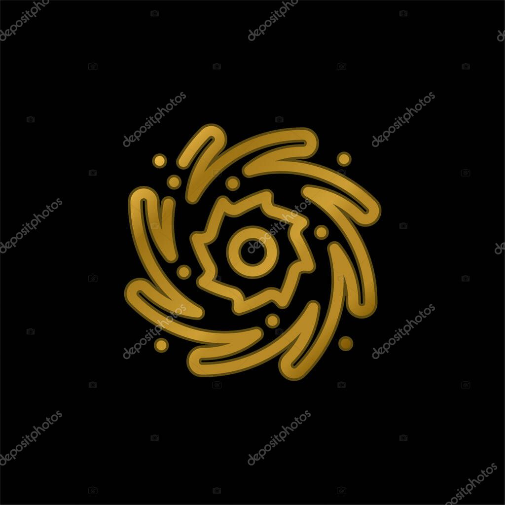 Black Hole gold plated metalic icon or logo vector