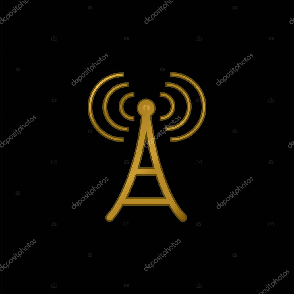 Antenna gold plated metalic icon or logo vector