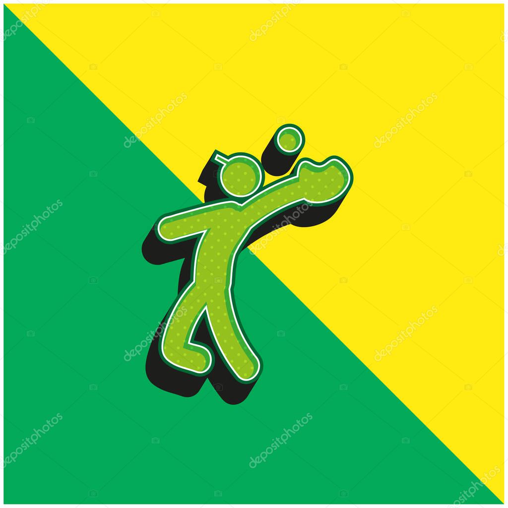Baseball Catcher Green and yellow modern 3d vector icon logo
