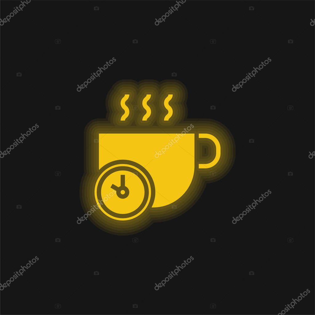 Break yellow glowing neon icon