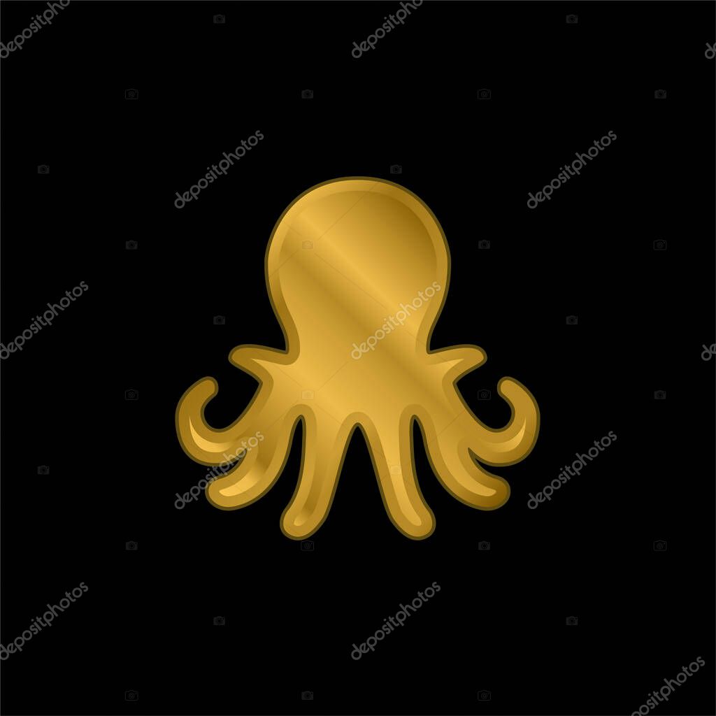Aquarium Octopus gold plated metalic icon or logo vector