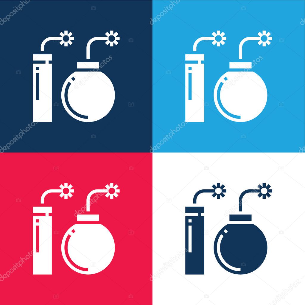 Blast blue and red four color minimal icon set