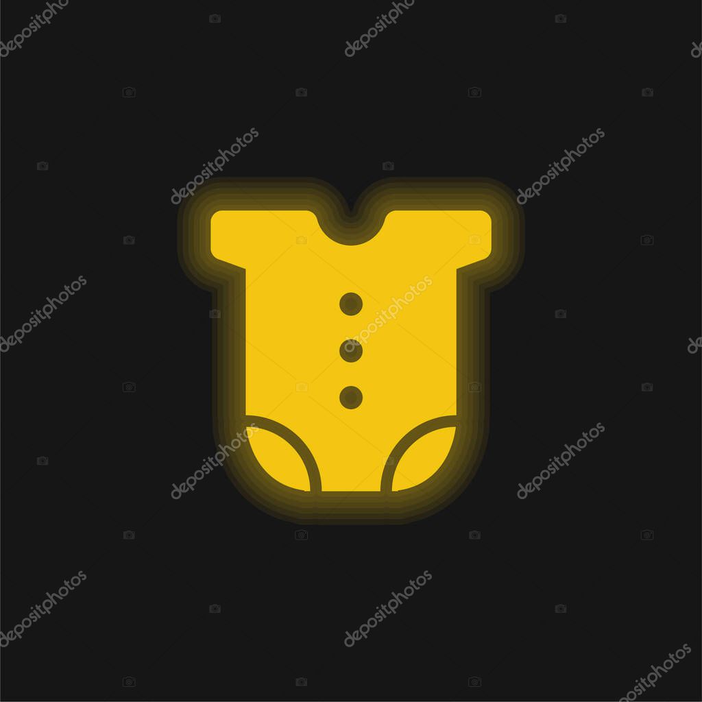 Baby Clothes yellow glowing neon icon