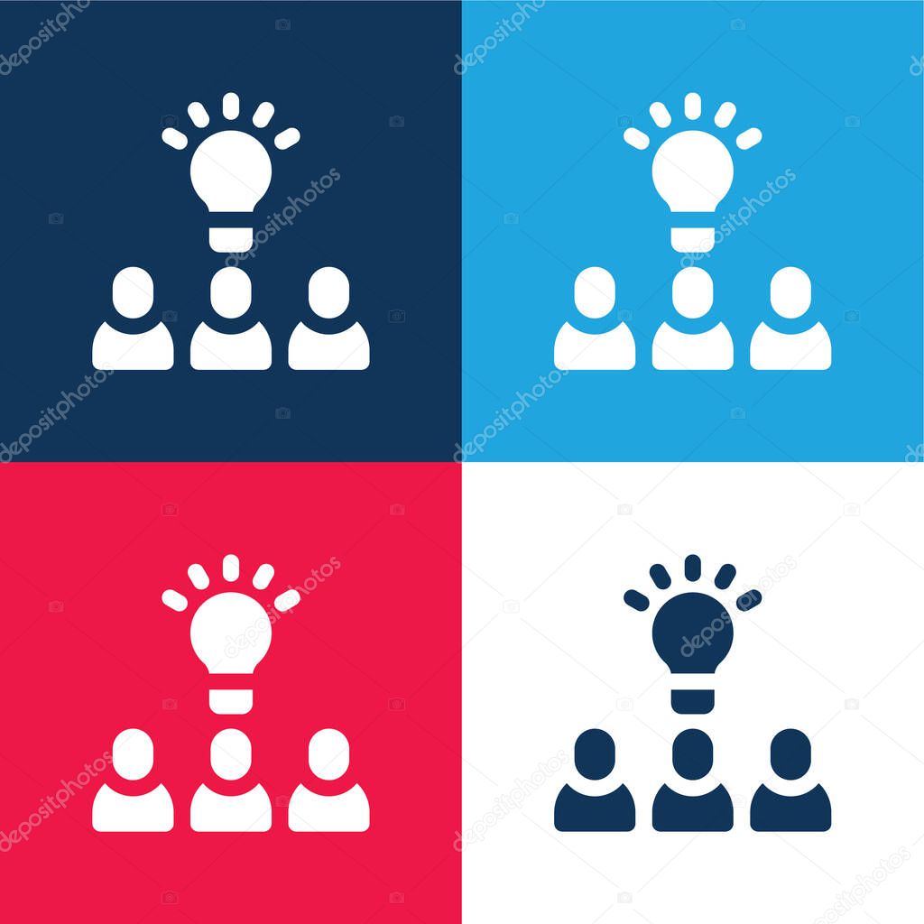 Brainstorm blue and red four color minimal icon set
