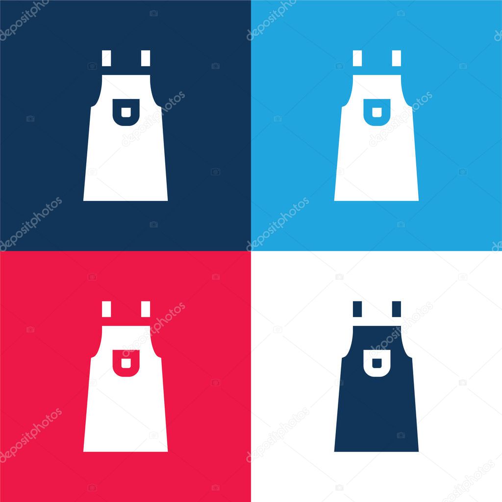 Apron blue and red four color minimal icon set