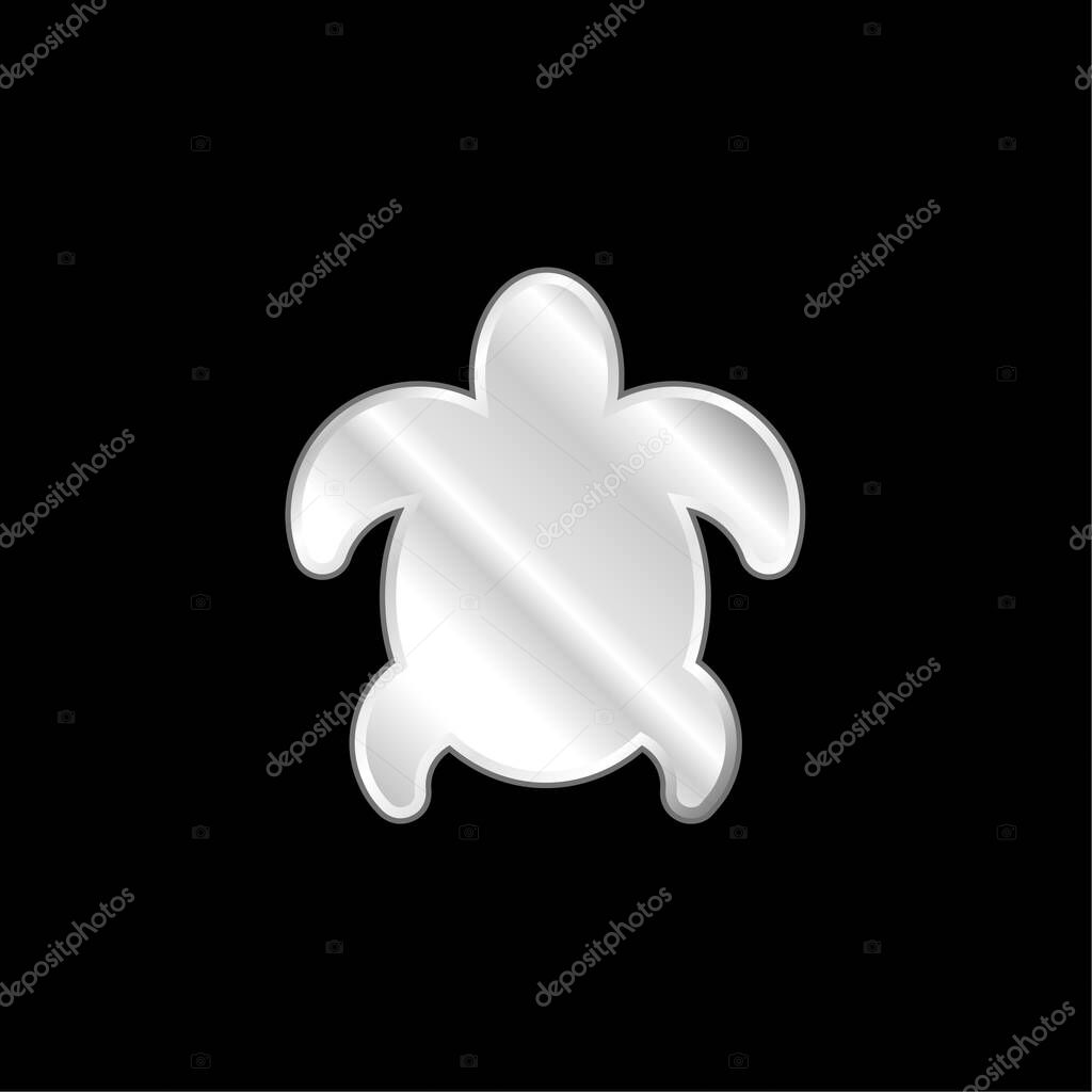 Big Turtle silver plated metallic icon
