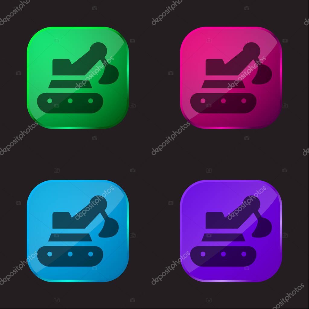 Backhoe four color glass button icon