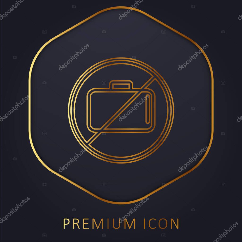 Baggage Ban Signal golden line premium logo or icon
