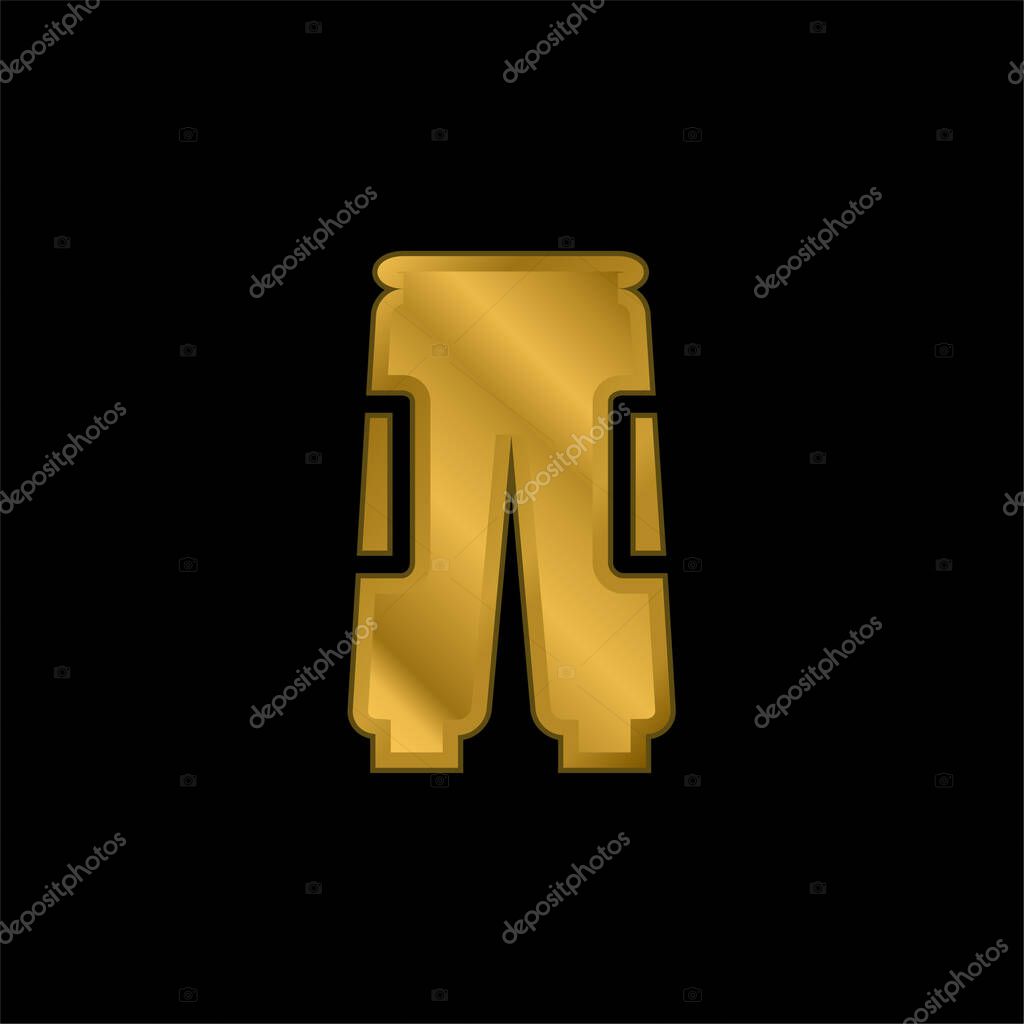 Bag Pants gold plated metalic icon or logo vector