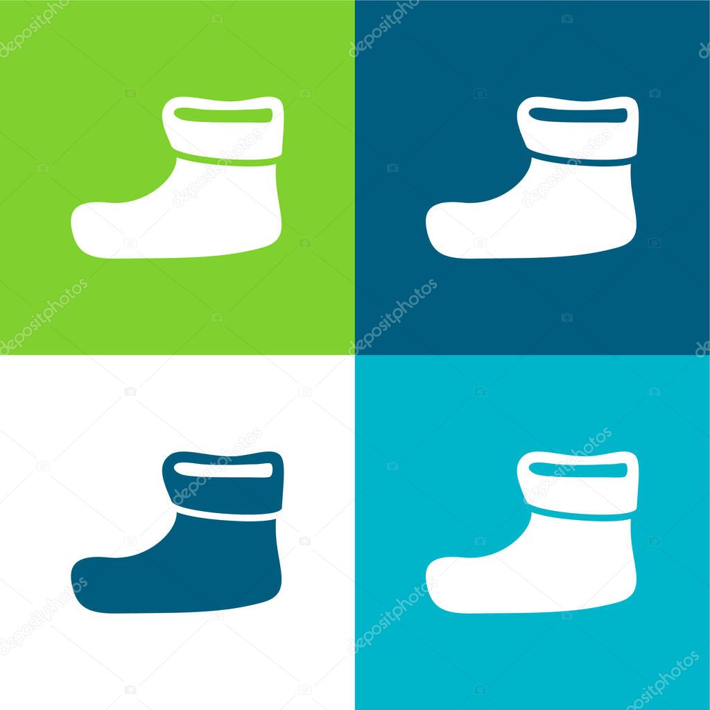 Boot For Christmas Flat four color minimal icon set