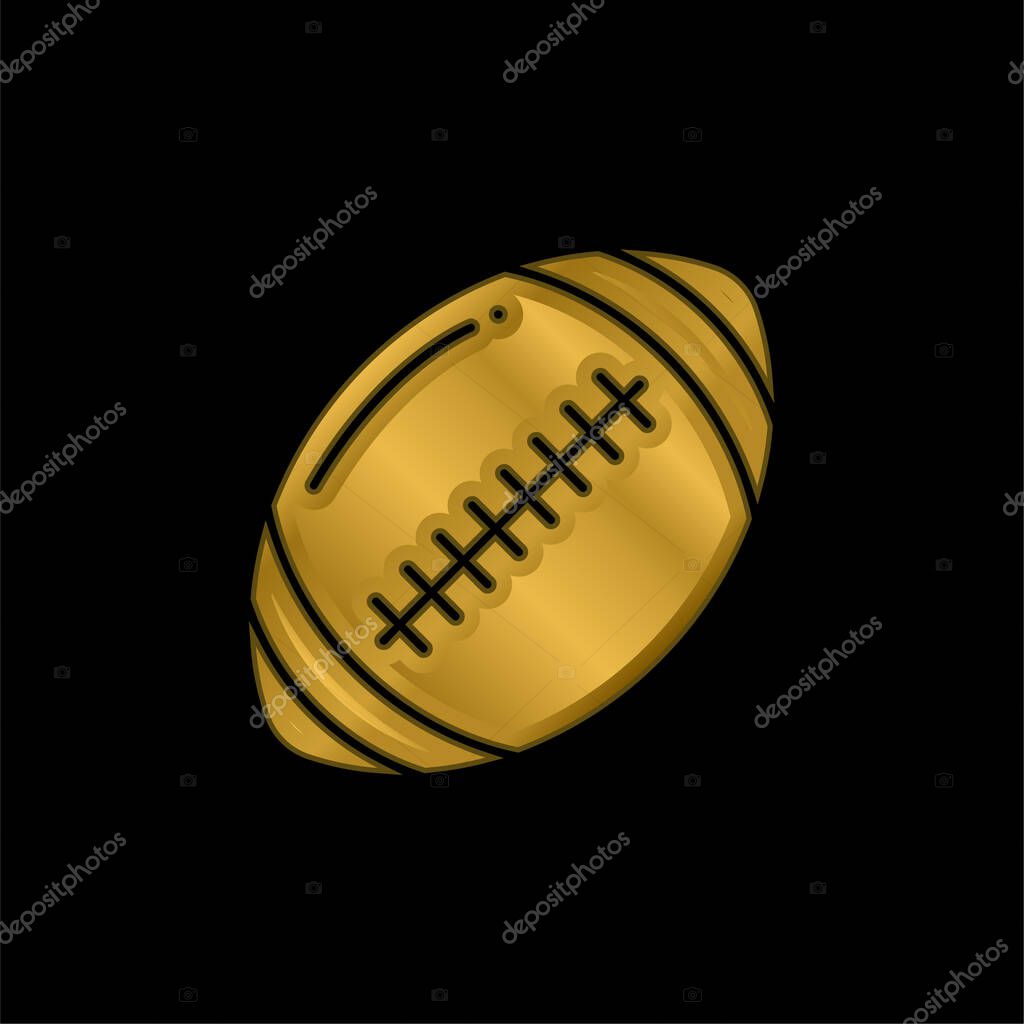 American Football gold plated metalic icon or logo vector