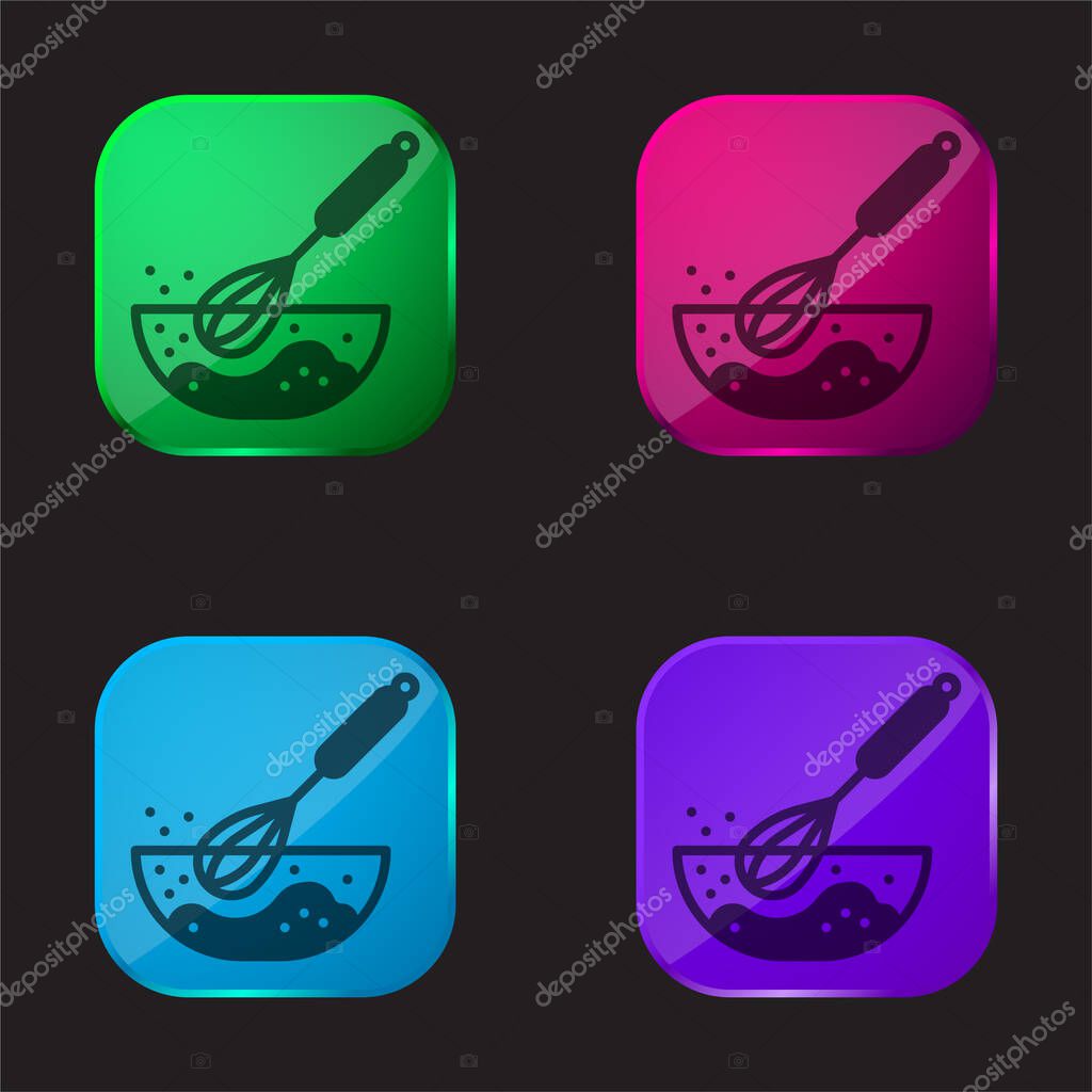 Beater four color glass button icon
