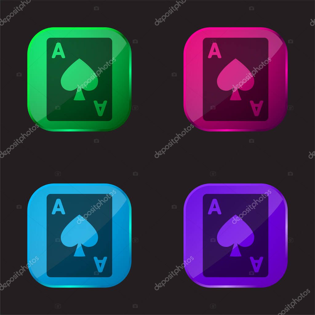 Ace Of Hearts four color glass button icon