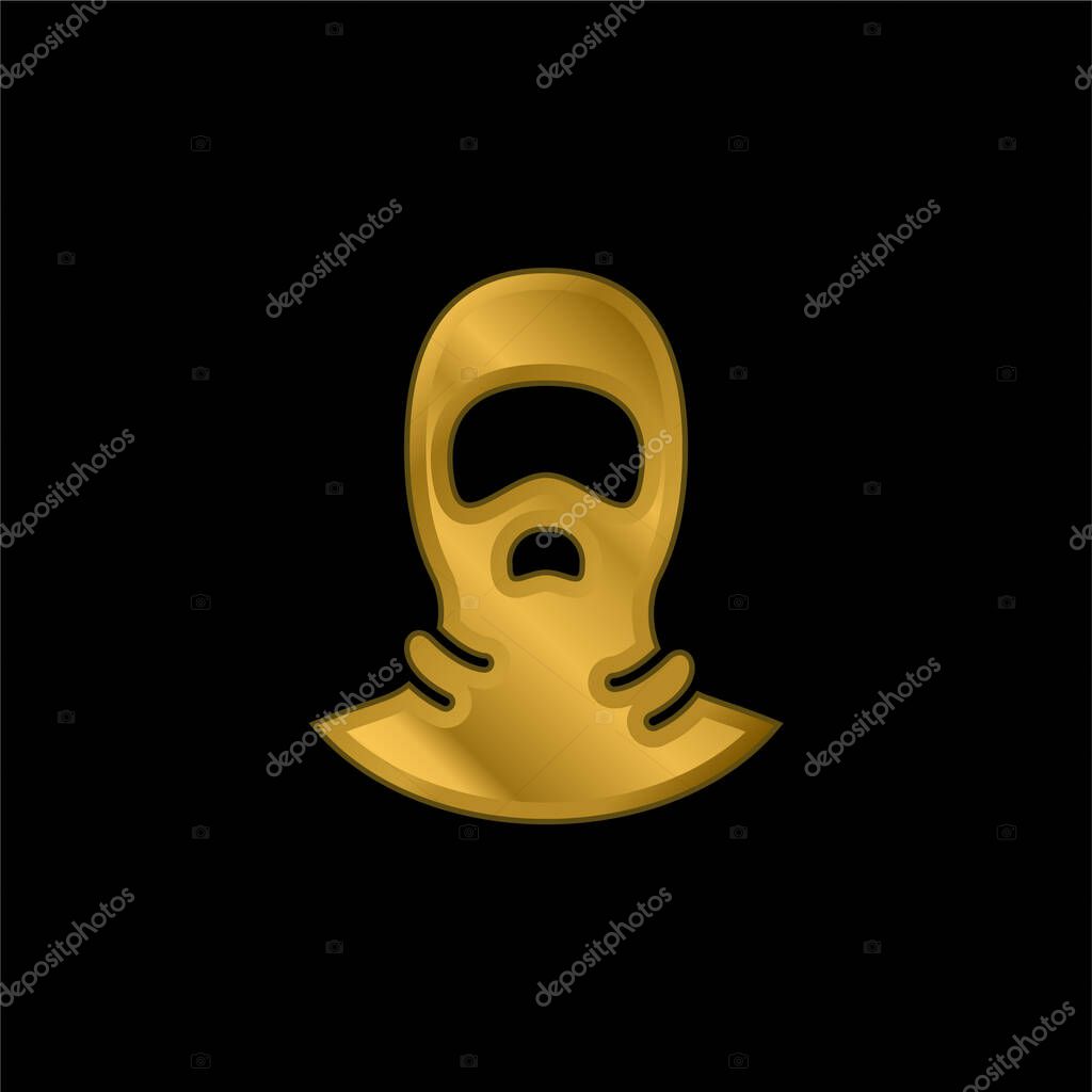 Balaclava gold plated metalic icon or logo vector
