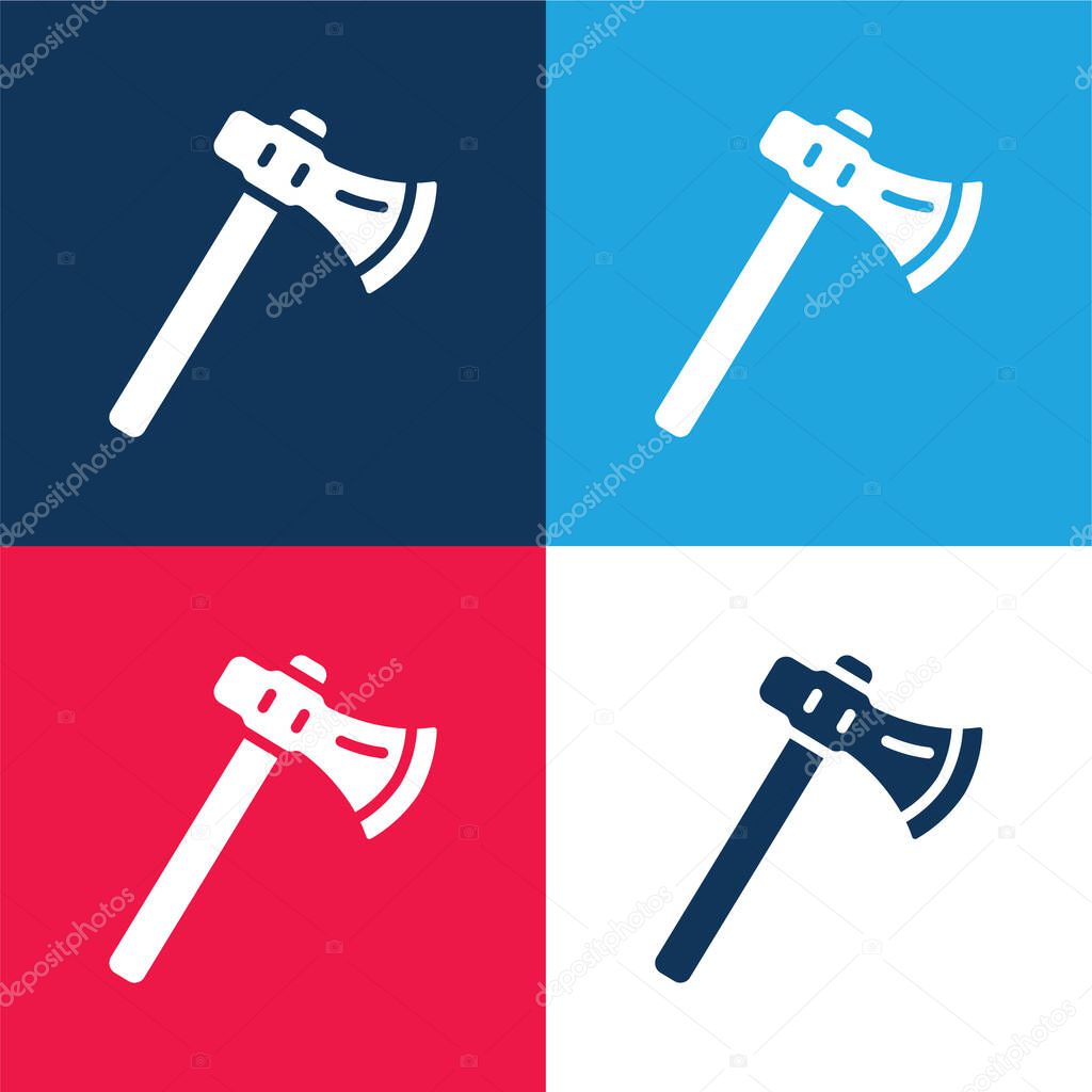 Axe blue and red four color minimal icon set