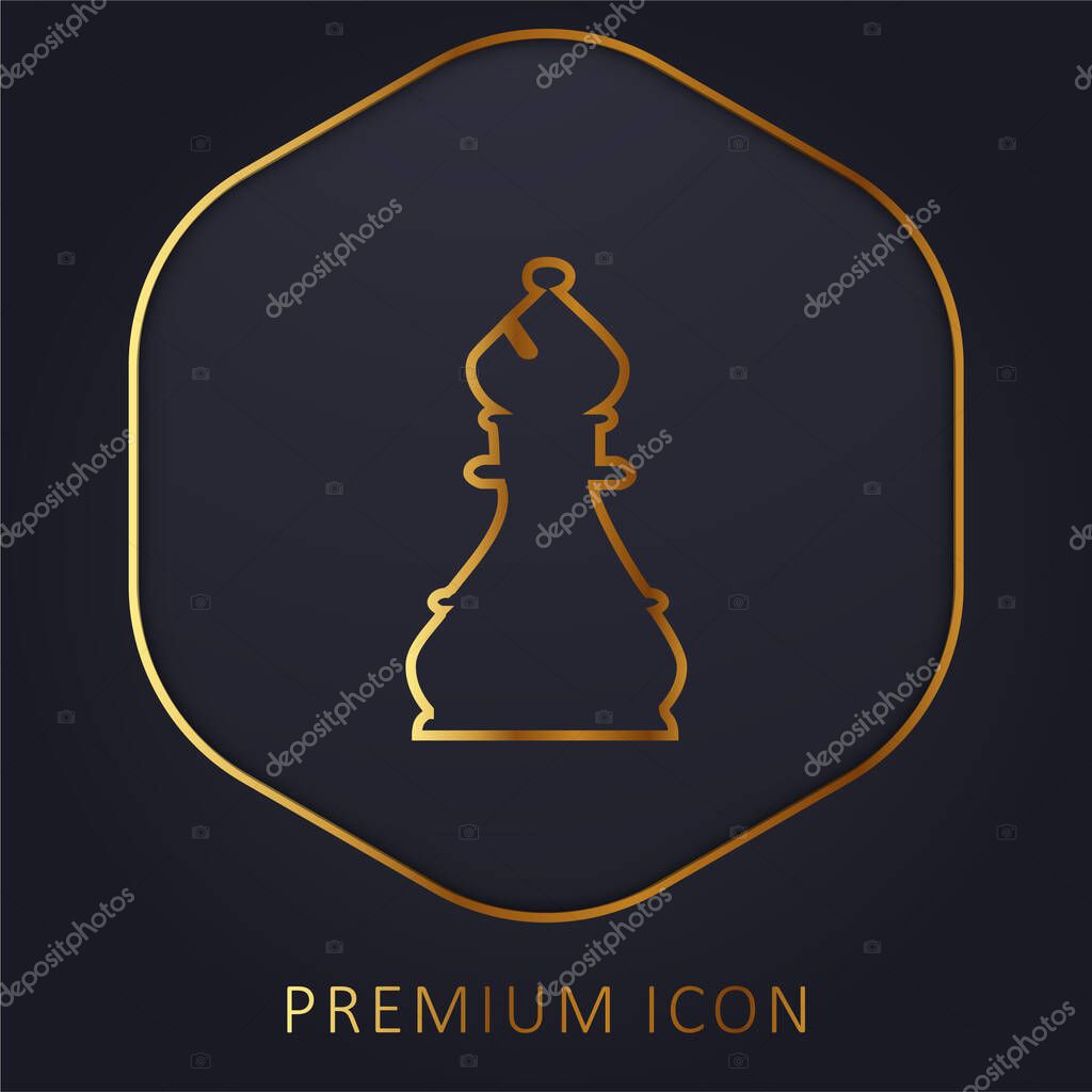 Bishop Chess Piece golden line premium logo or icon