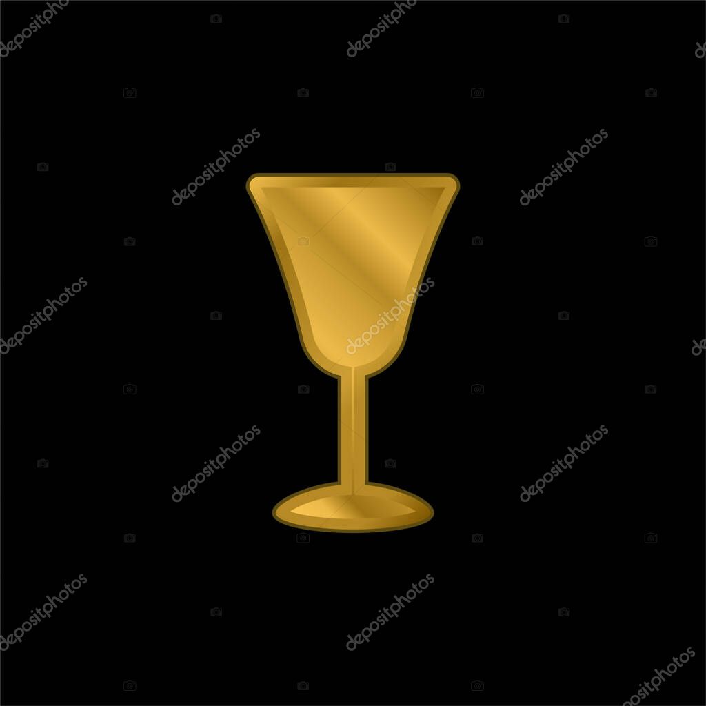 Big Goblet gold plated metalic icon or logo vector