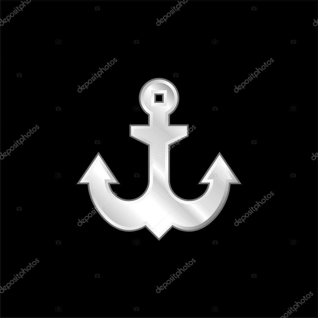 Anchor silver plated metallic icon