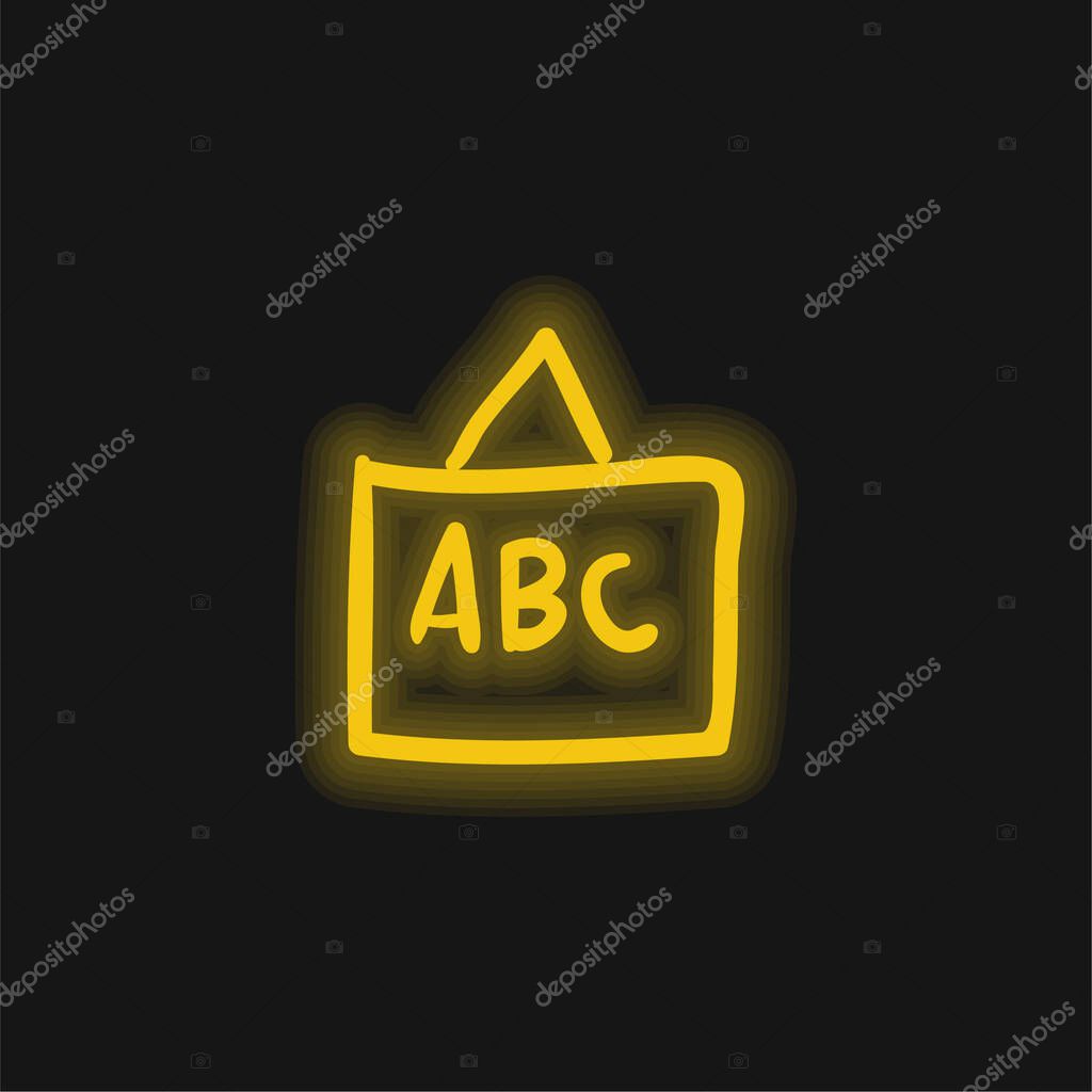 ABC On Whiteboard yellow glowing neon icon