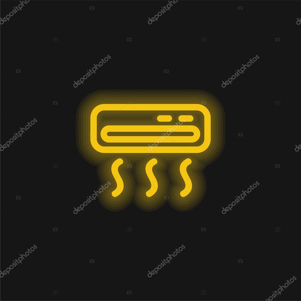 Air Conditioner yellow glowing neon icon