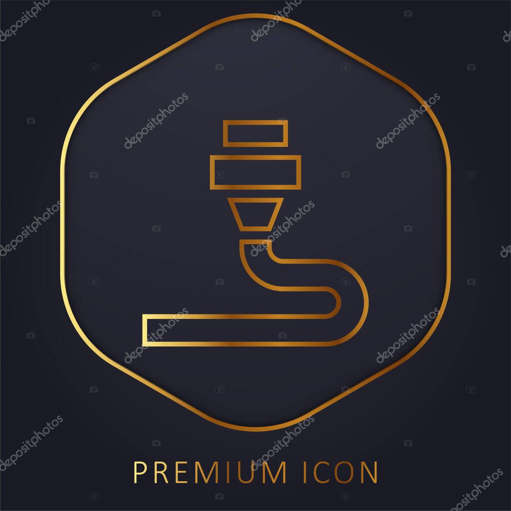 3d Printing golden line premium logo or icon