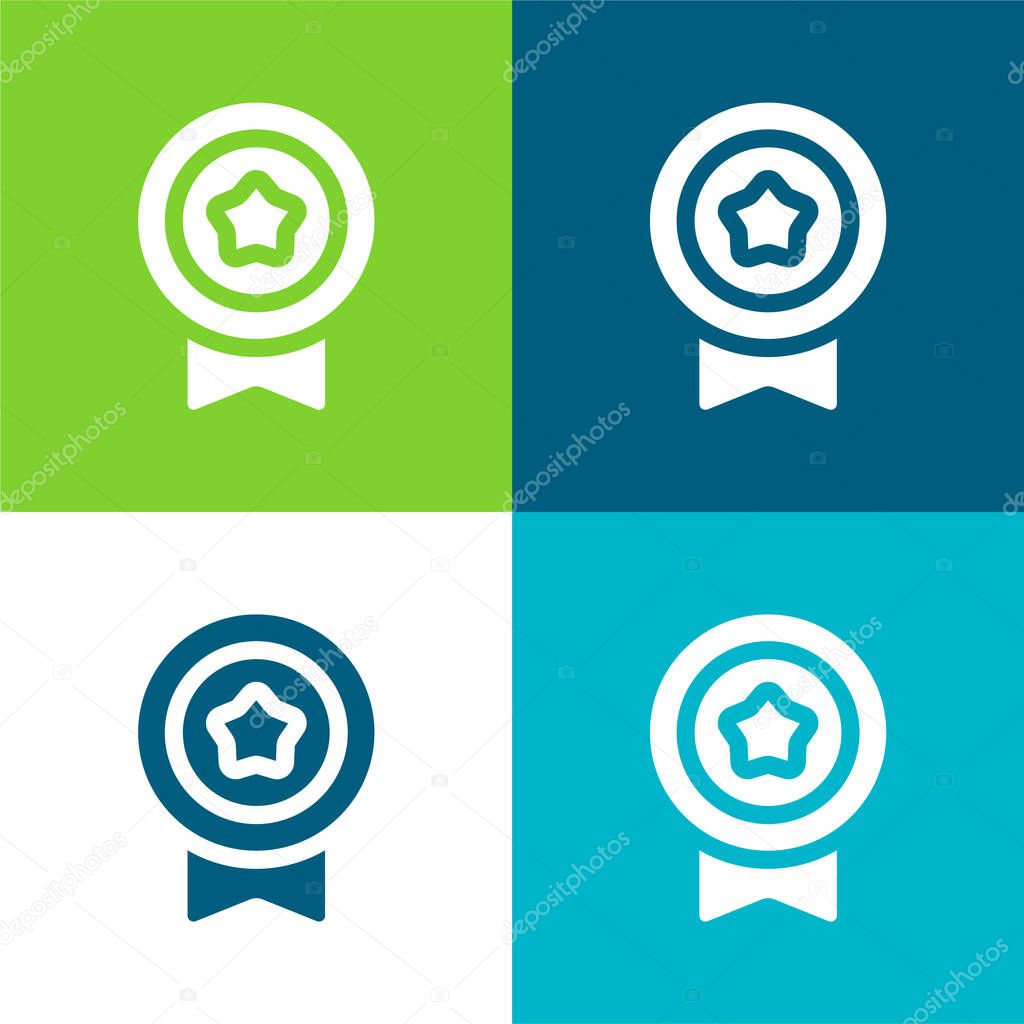Badge Flat four color minimal icon set