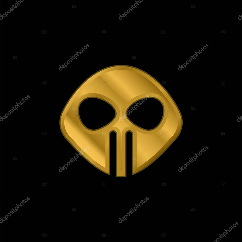 Alien gold plated metalic icon or logo vector