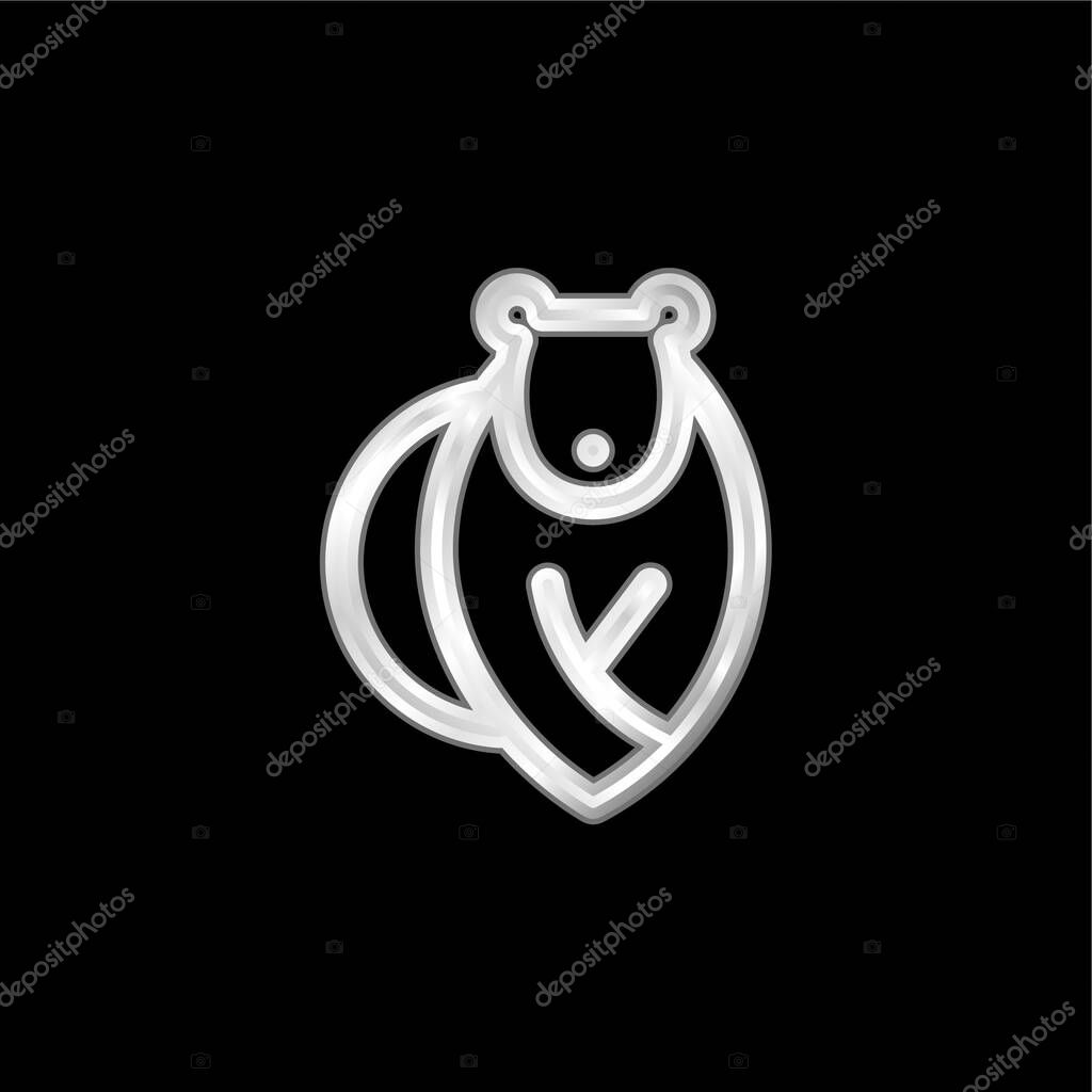 Bear silver plated metallic icon