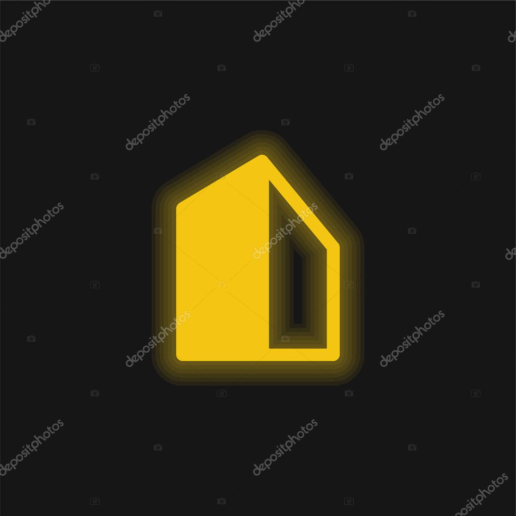 Big Building yellow glowing neon icon