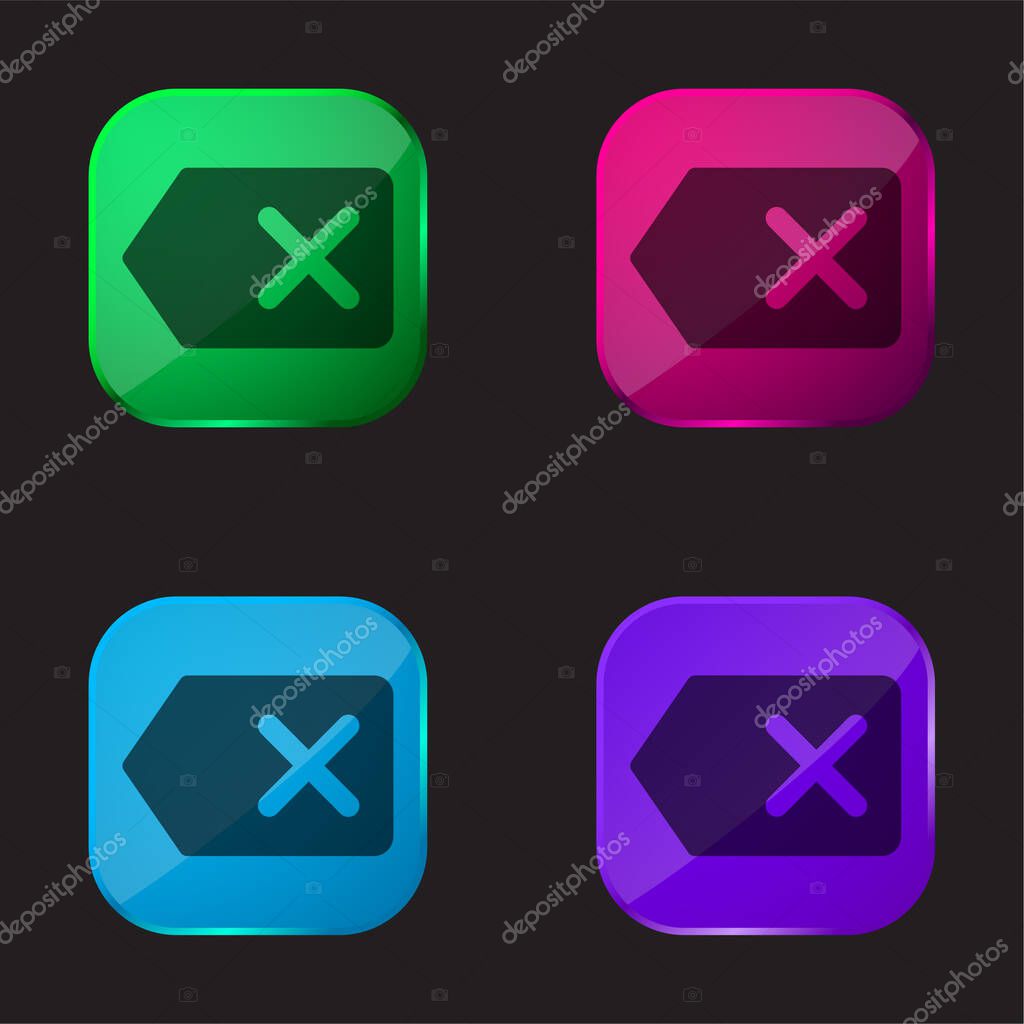 Backspace four color glass button icon