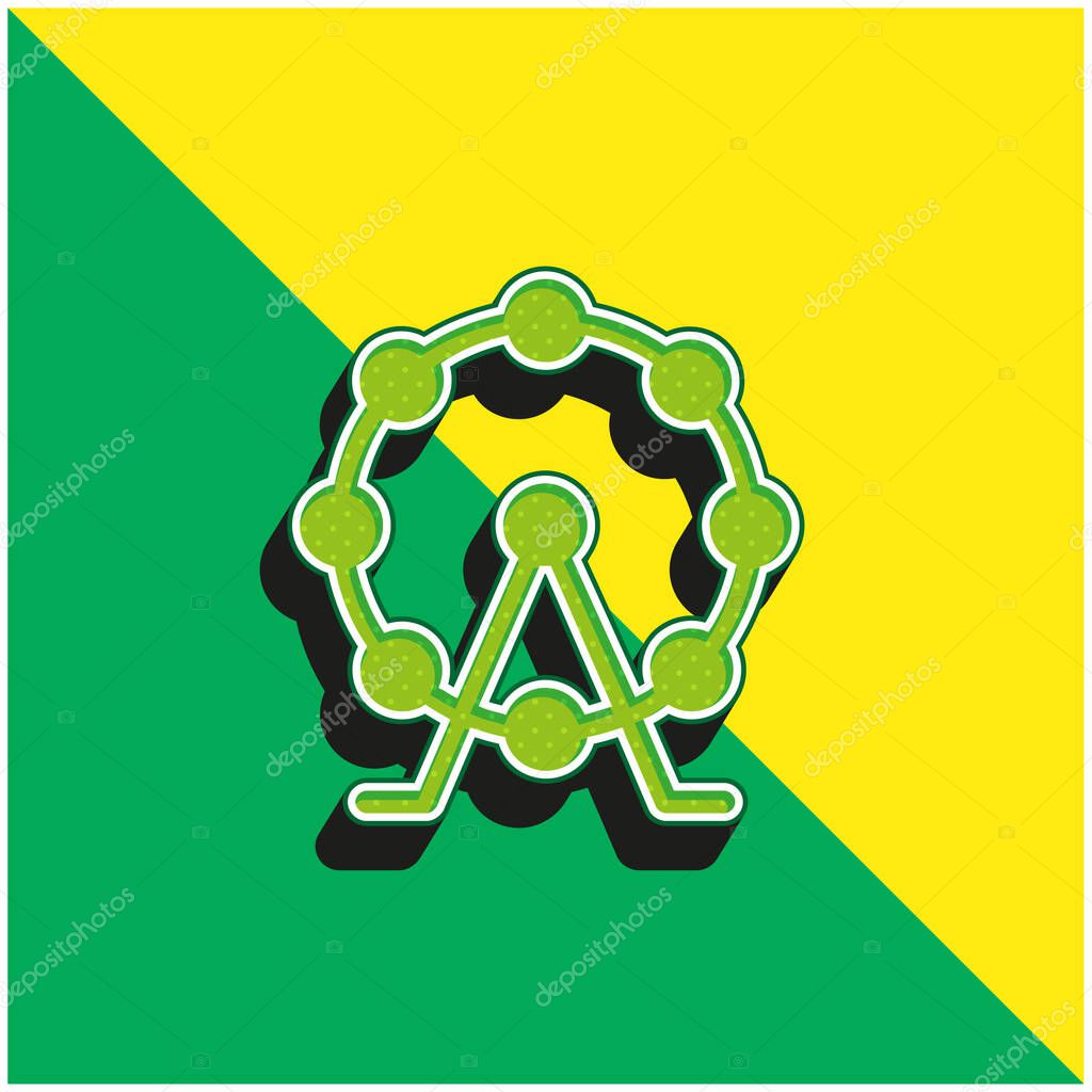 Big Ferris Wheel Green and yellow modern 3d vector icon logo