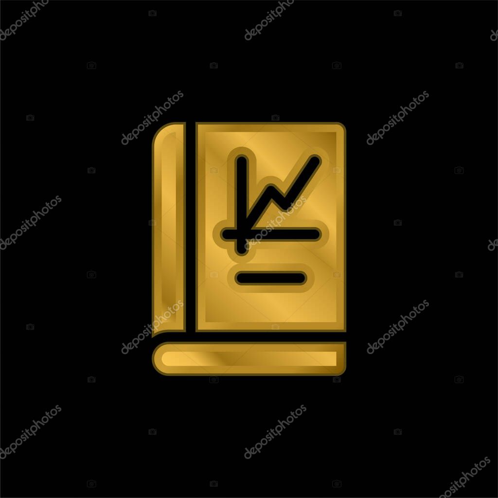 Book gold plated metalic icon or logo vector