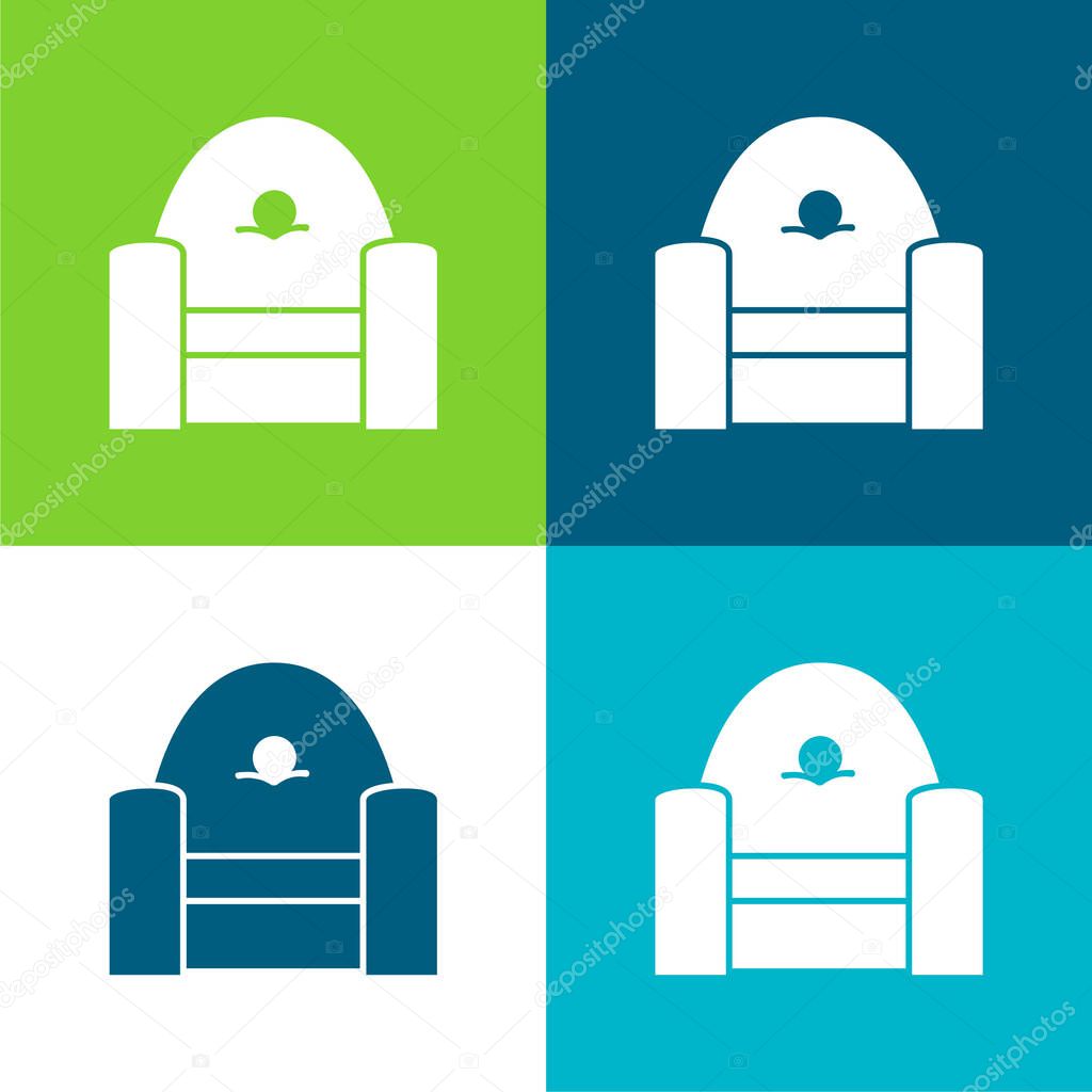 Armchair Frontal Flat four color minimal icon set