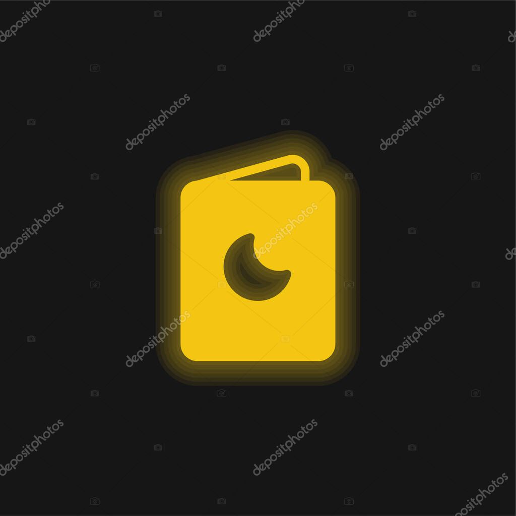 Baby Book yellow glowing neon icon