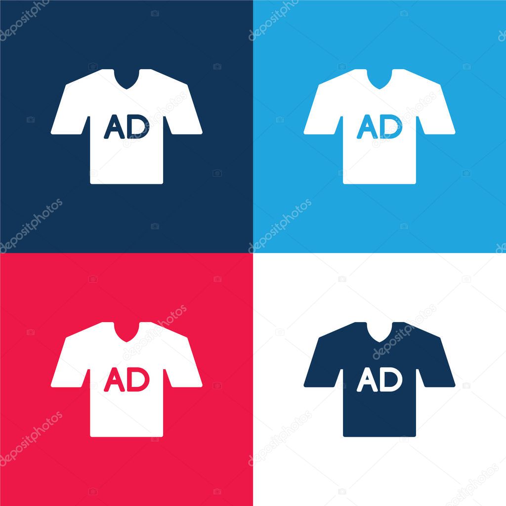 AD T Shirt blue and red four color minimal icon set