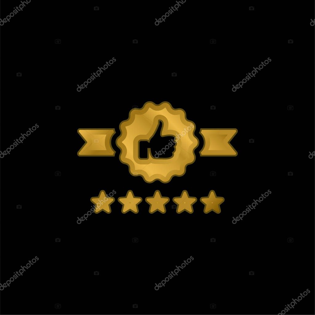 Badge gold plated metalic icon or logo vector